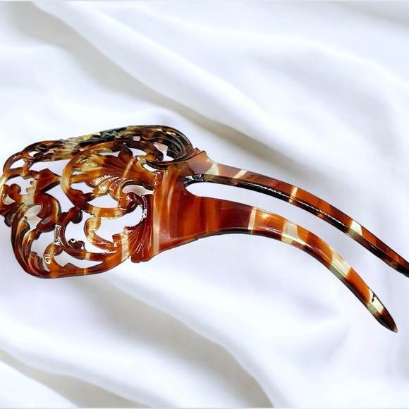 🌺Vintage Celluloid Tortoise Shell Hair Comb - Picture 3 of 11